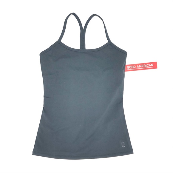 Good American Tops - Good American Performance Black Racerback Tank Top